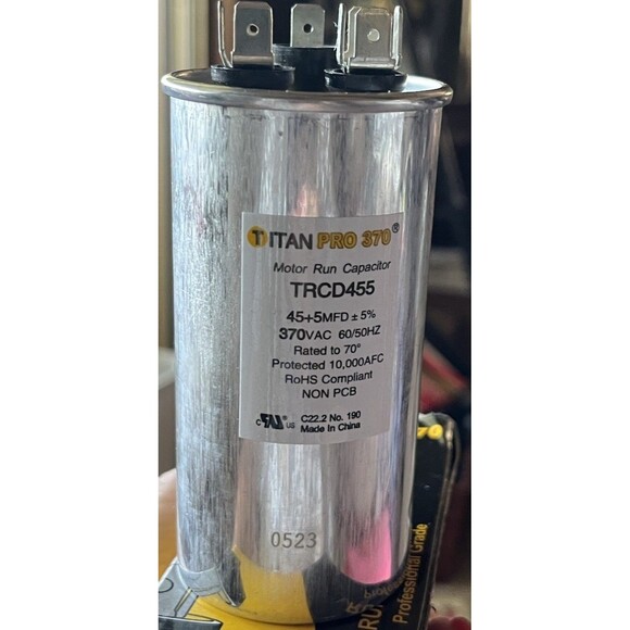 Titan Pro TRCD455 HVAC Round Dual Run Capacitor. 45+5 370 VAC A/C PACKARD - Picture 8 of 8